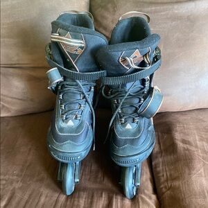 Black and Brown Inline Skates with Secure Velcro Strap and Ankle Support